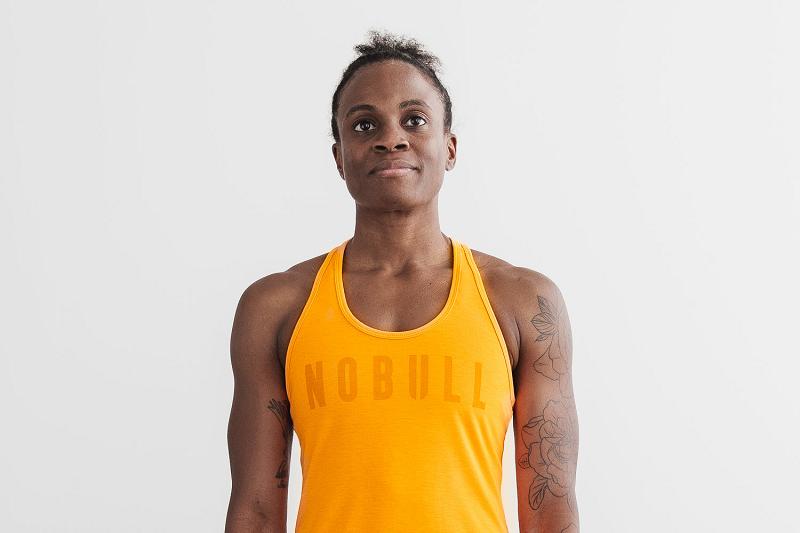 Women's Nobull WoRacerback (NEON) Tanks Yellow | SG A3209H